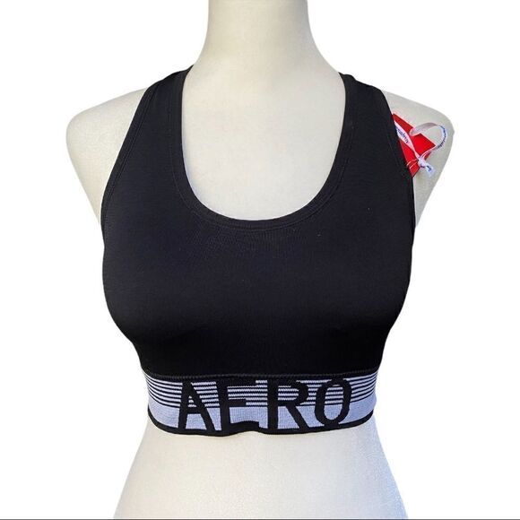 AEROPOSTALE Black Logo Band Racerback Sports Bra - Picture 1 of 10